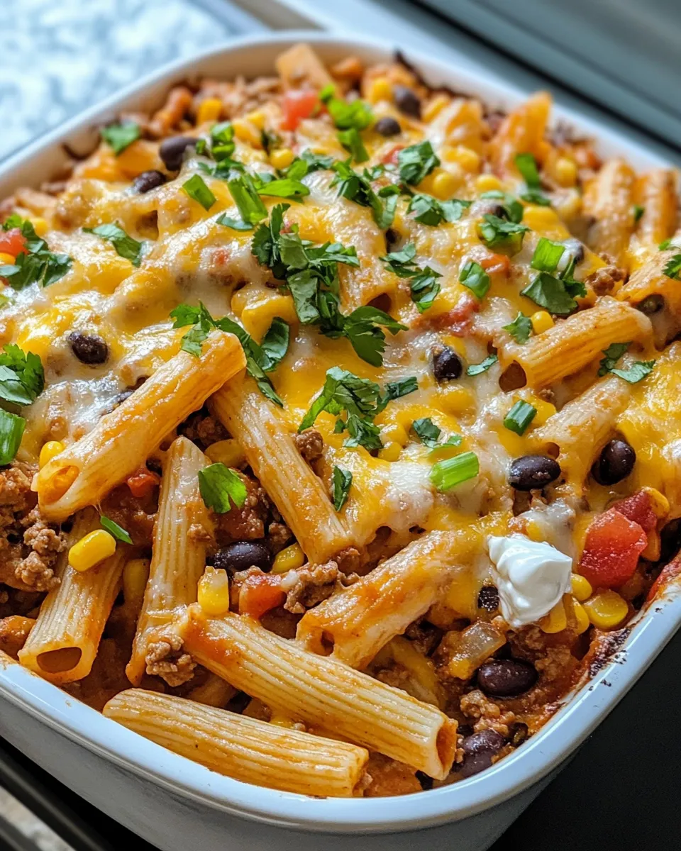 Easy Loaded Taco Pasta Bake food shot
