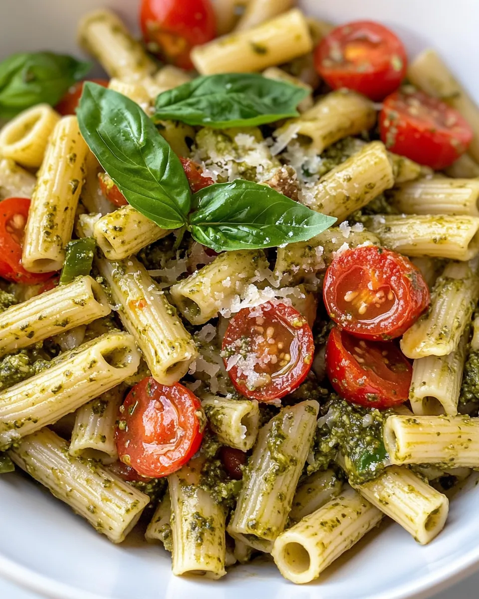 Classic Mediterranean Veggie Pesto Pasta dish photo