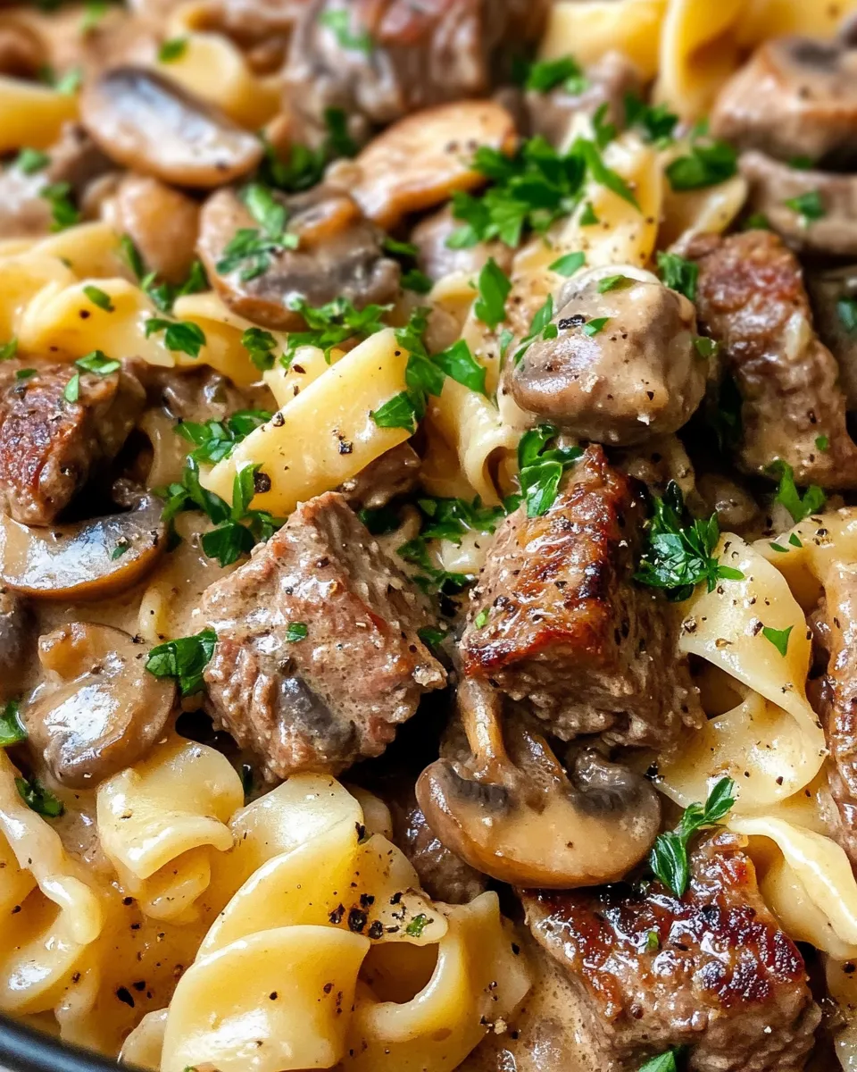Delicious One Pot Beef Stroganoff Pasta image
