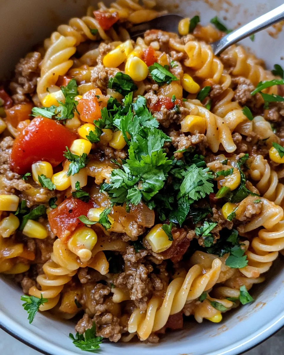 Classic One Pot Beef Taco Pasta dish photo