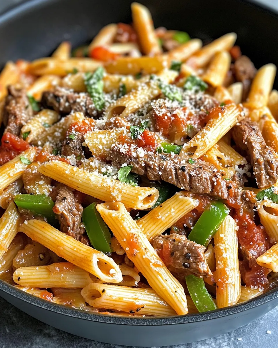 Homemade Philly Cheesesteak Pasta Skillet photo