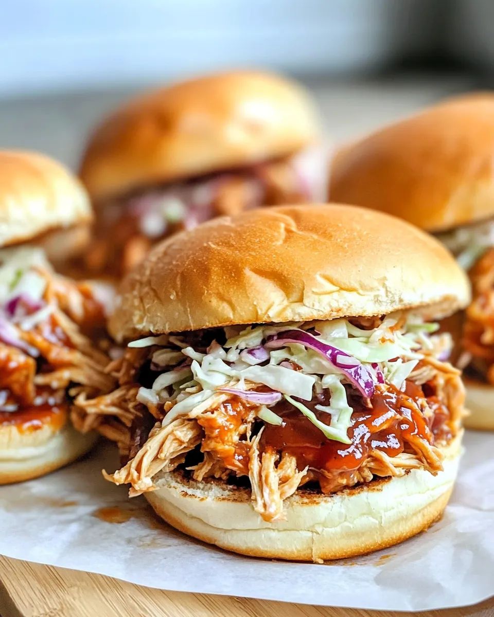 Delicious Pulled Chicken Sandwiches food shot
