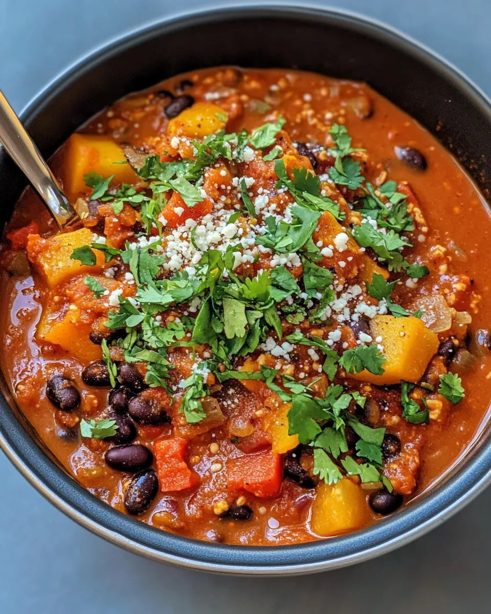 Healthy Pumpkin Black Bean Chili food shot