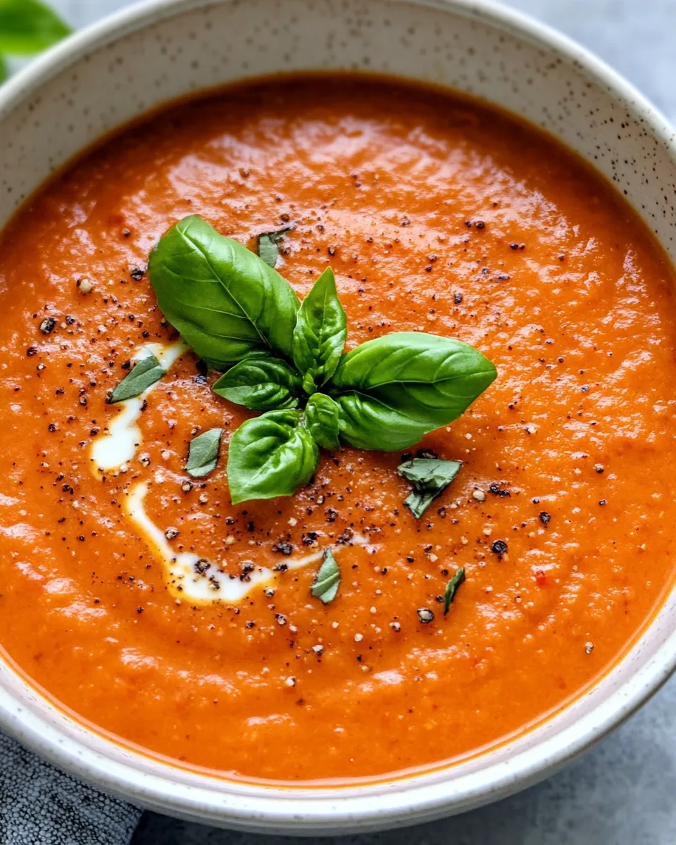 Easy Roasted Red Pepper Soup food shot