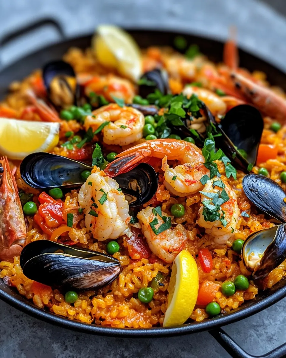 Homemade Saffron Seafood Paella recipe photo