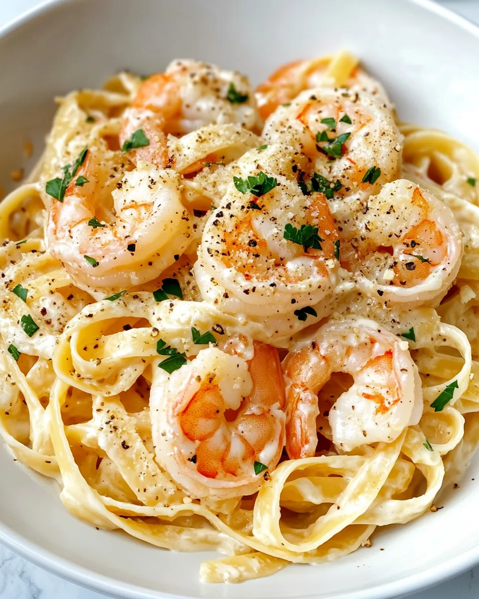 Delicious Shrimp Alfredo Fettuccine plate image