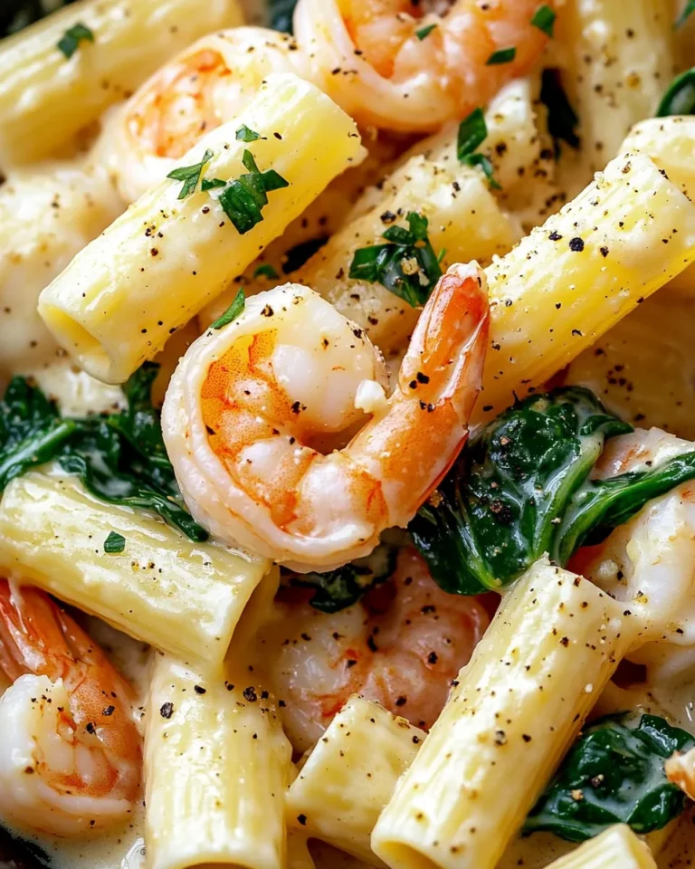 Homemade Shrimp and Spinach Creamy Rigatoni dish photo