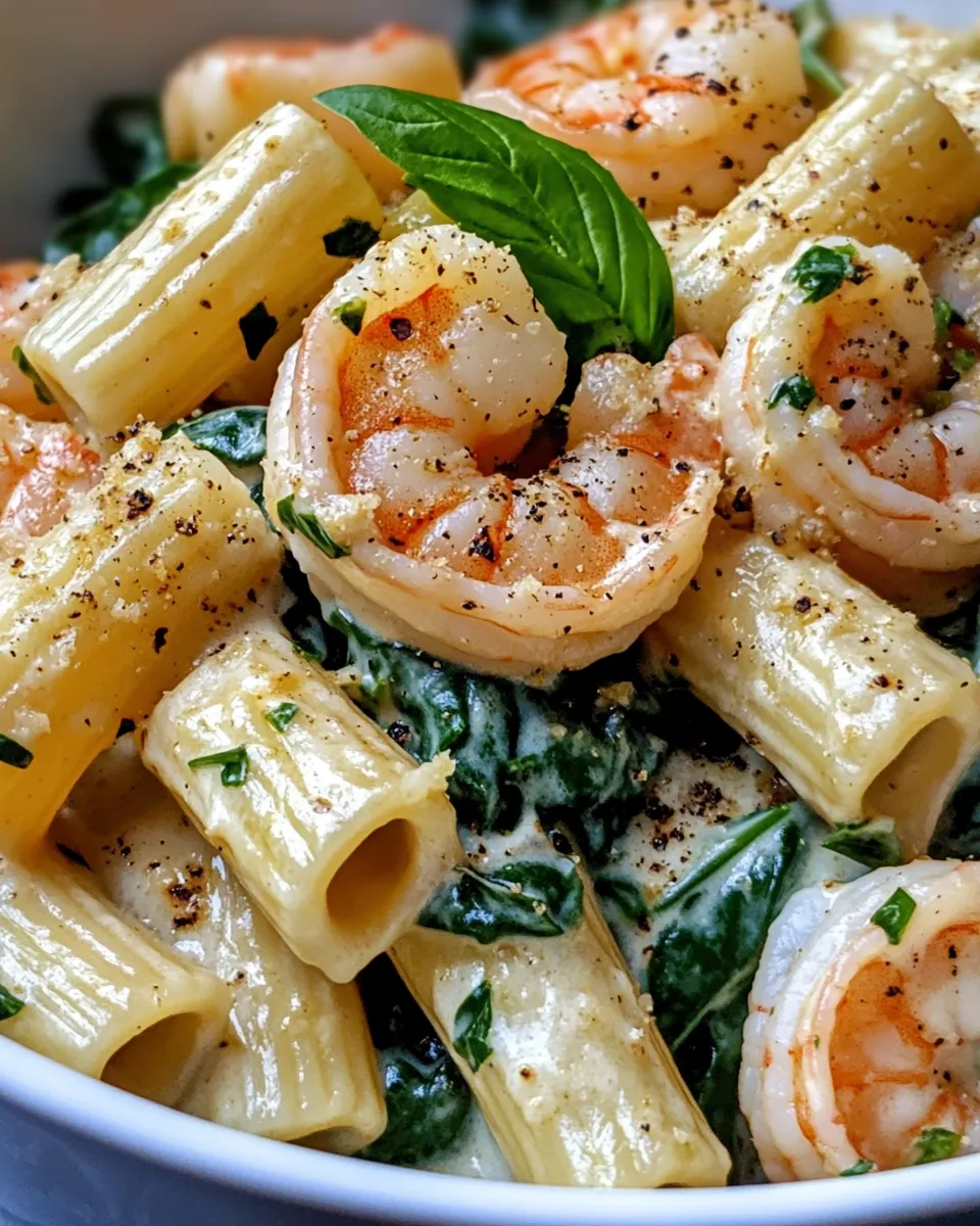 Classic Shrimp and Spinach Creamy Rigatoni image