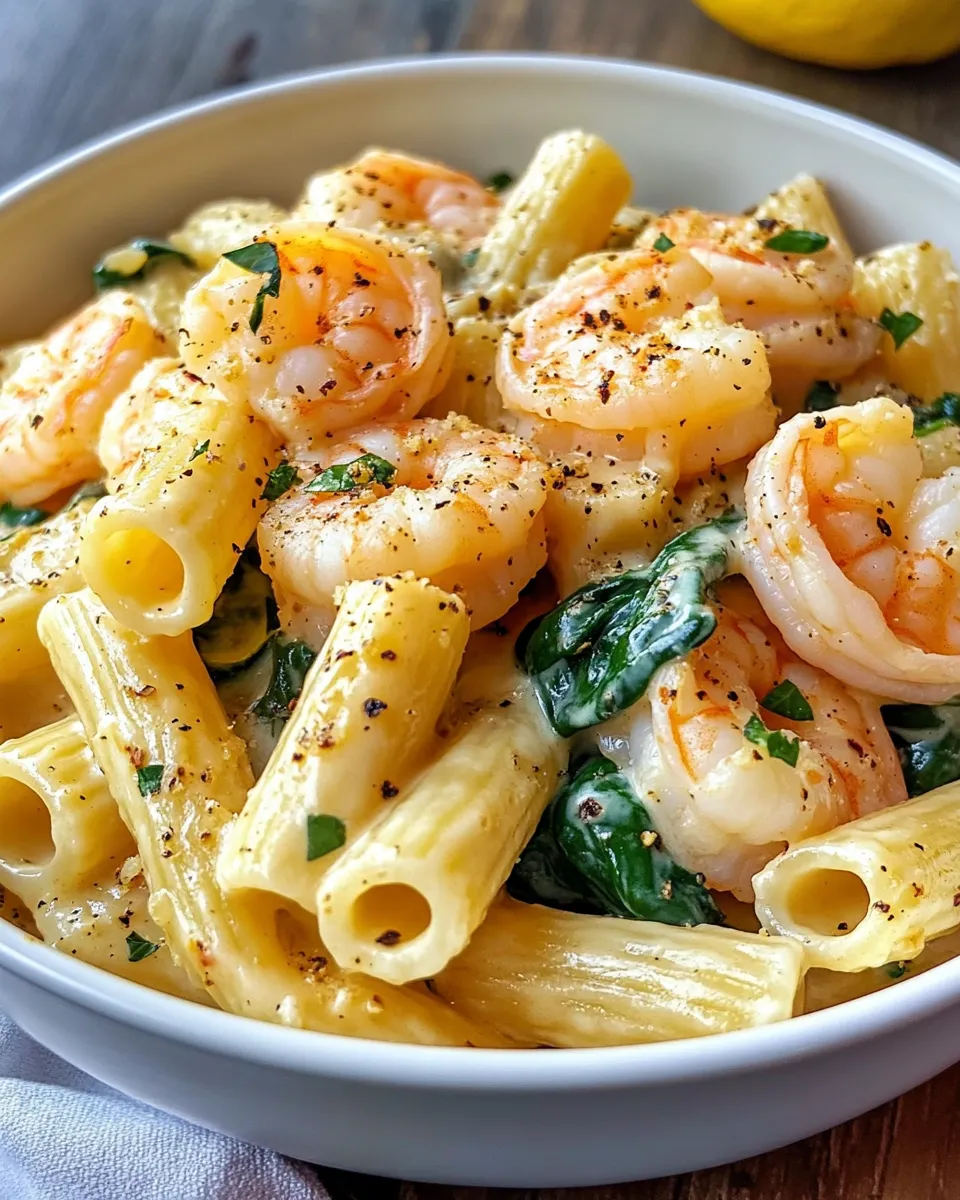 Delicious Shrimp and Spinach Creamy Rigatoni recipe photo