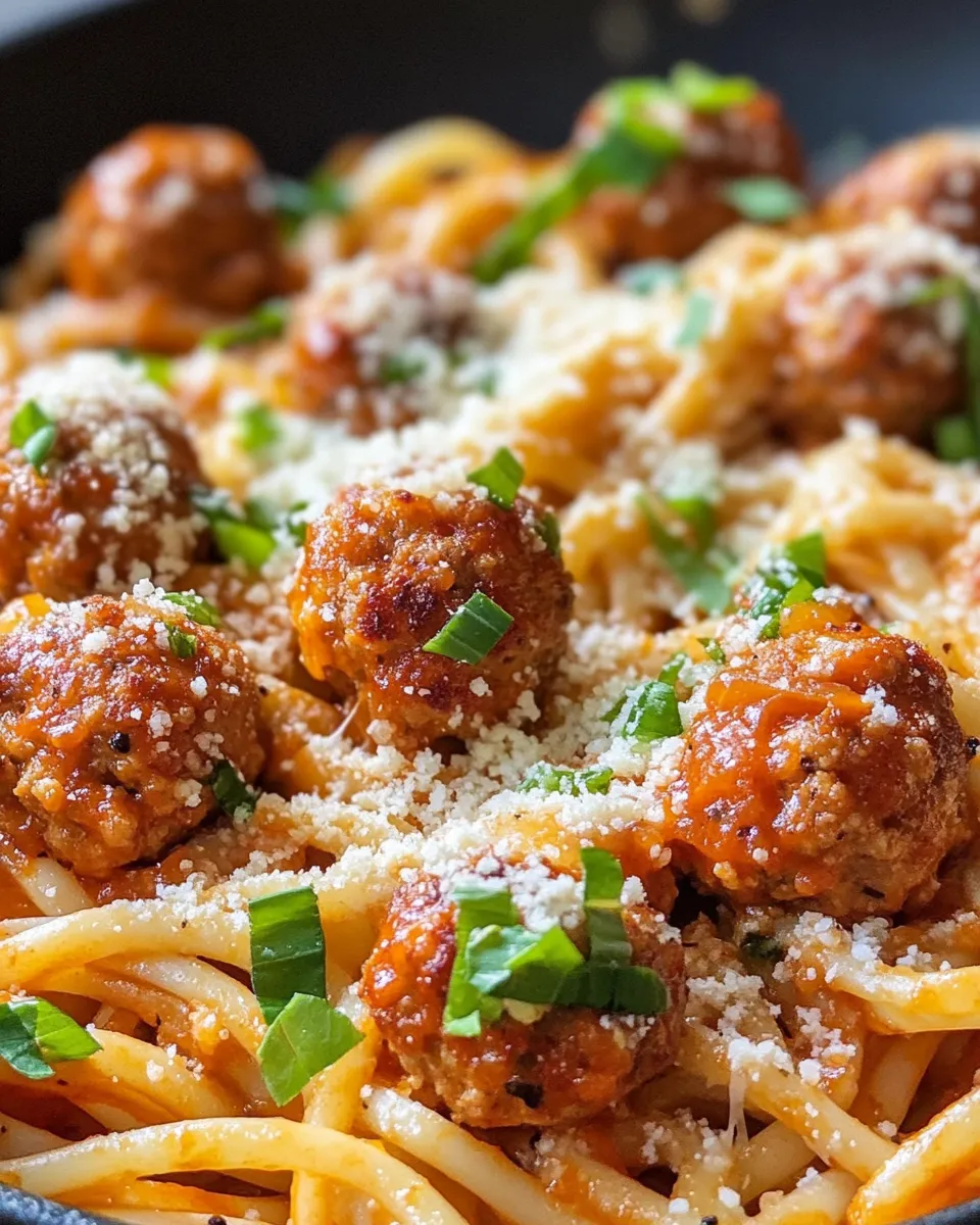Easy Spicy Buffalo Meatball Pasta recipe image