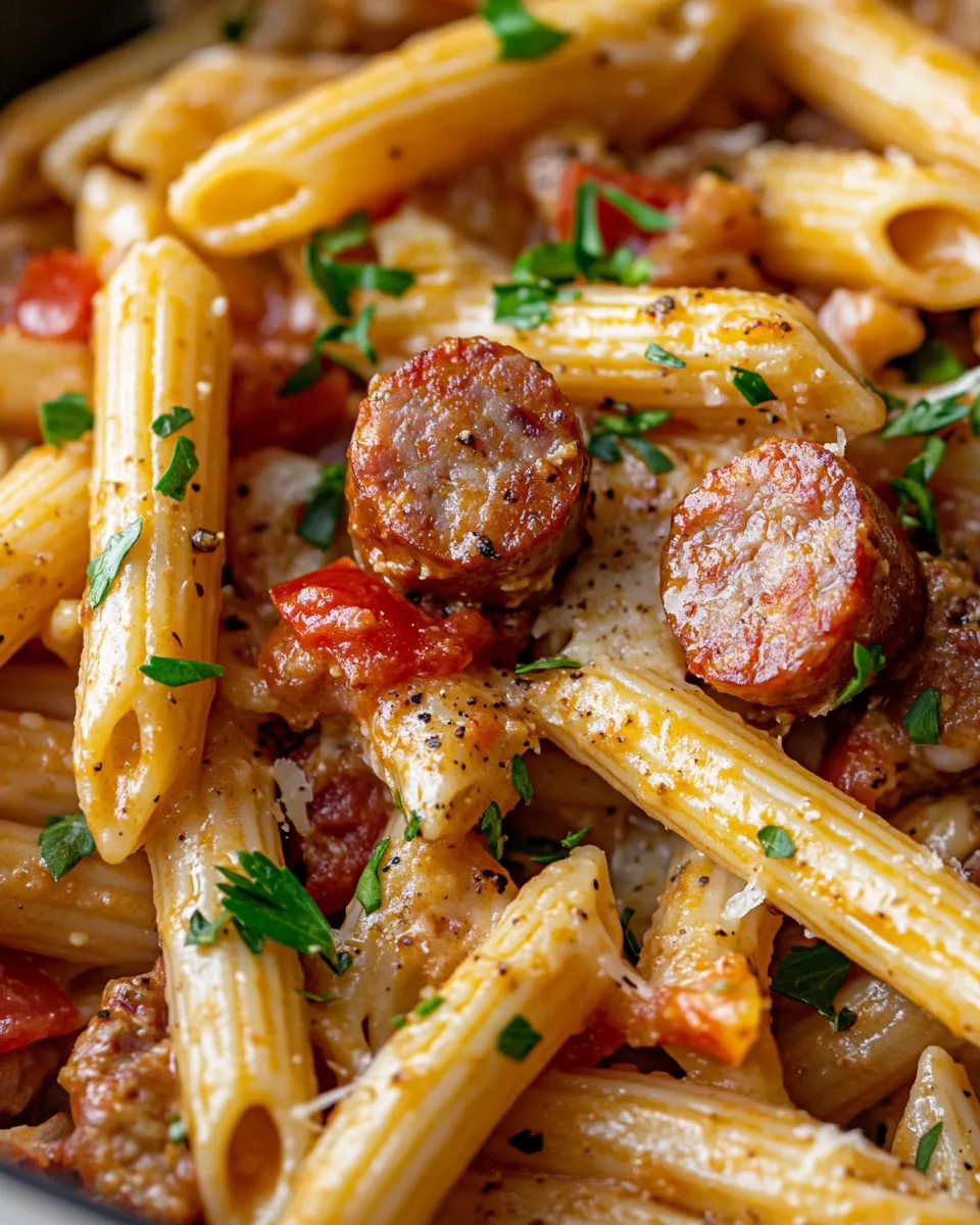 Easy Spicy Cajun Andouille Sausage Pasta food shot
