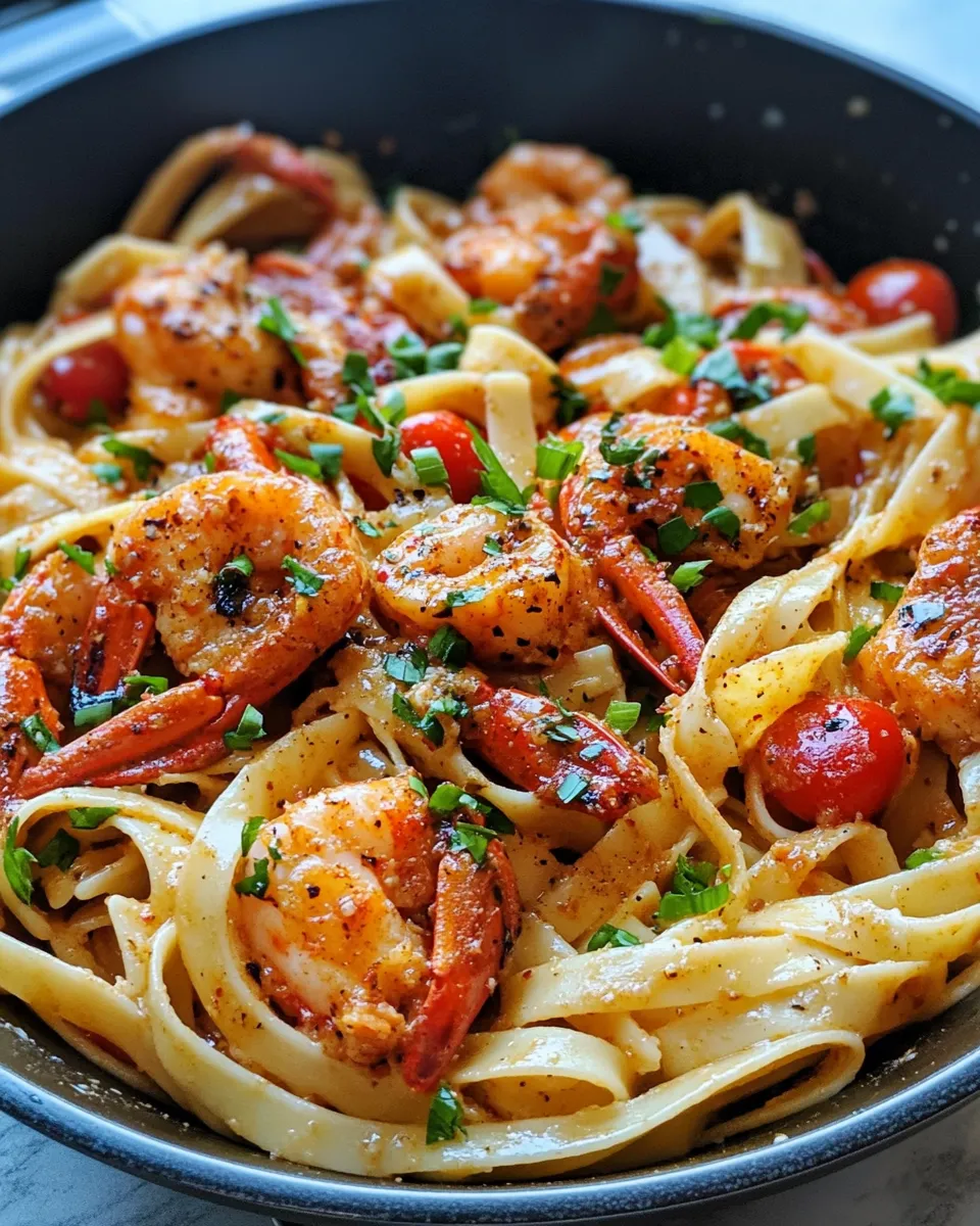 Easy Spicy Cajun Crawfish Pasta food shot