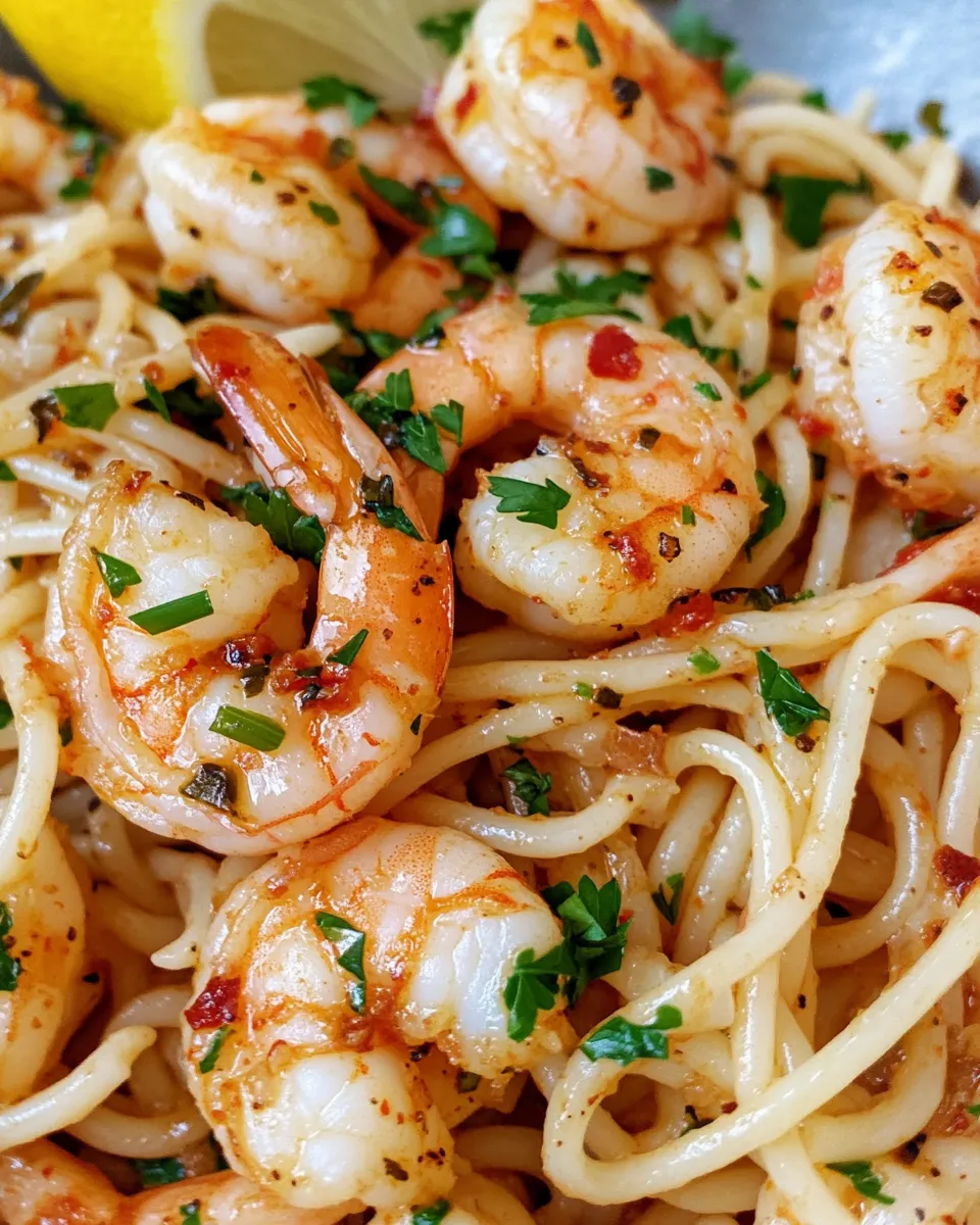 Homemade Spicy Garlic Chili Shrimp Pasta photo