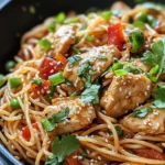 Homemade Spicy Thai Peanut Chicken Pasta photo