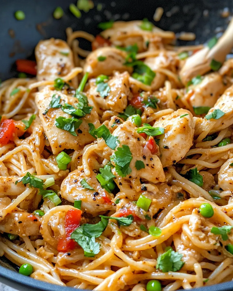 Easy Spicy Thai Peanut Chicken Pasta recipe photo