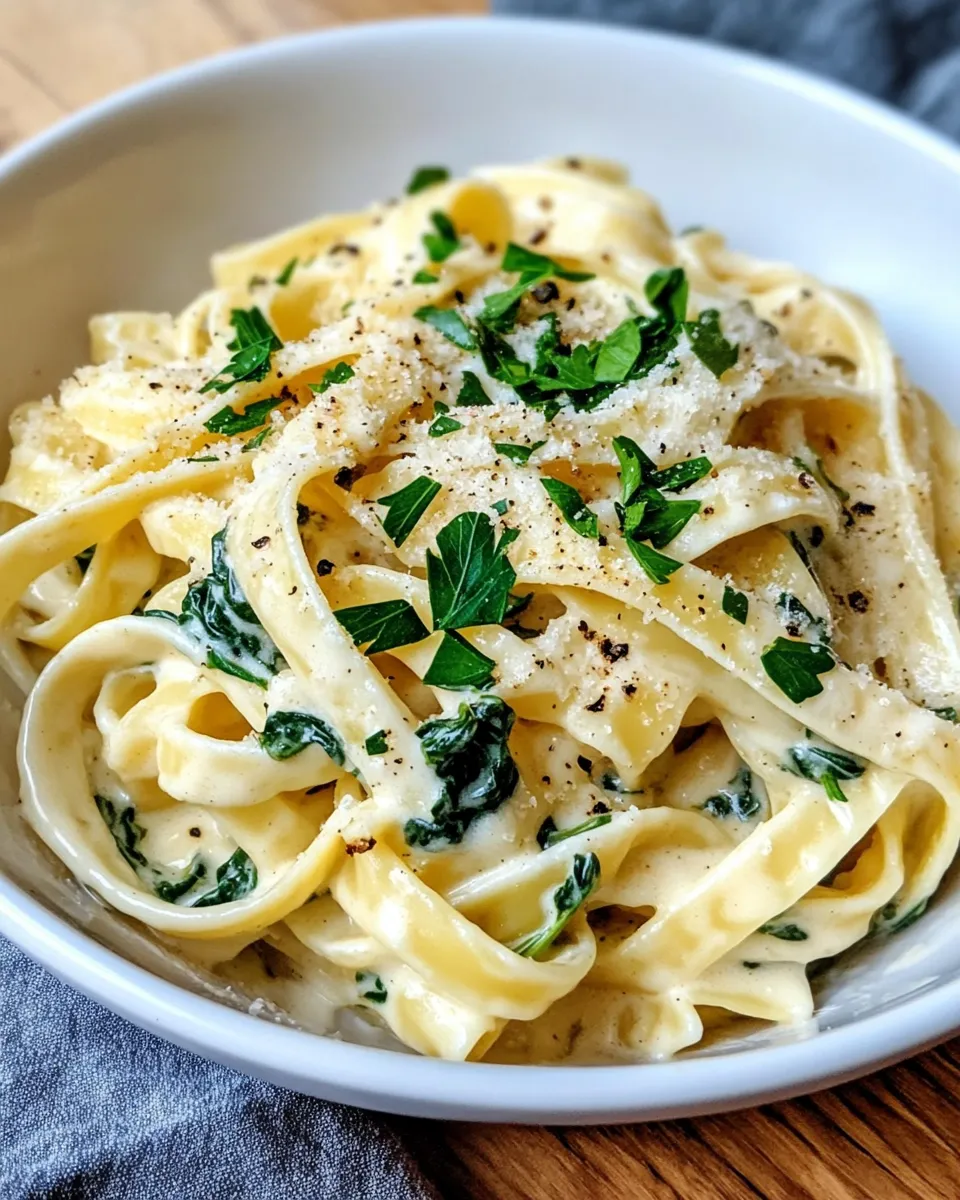 Delicious Spinach Artichoke Alfredo Pasta plate image