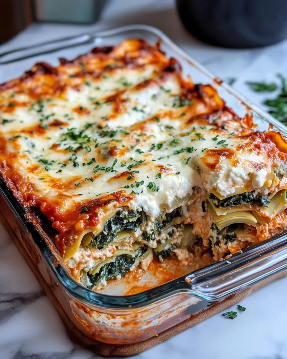 Classic Spinach Artichoke Lasagna Bake dish photo