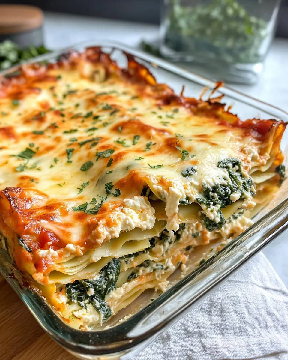 Delicious Spinach Artichoke Lasagna Bake plate image