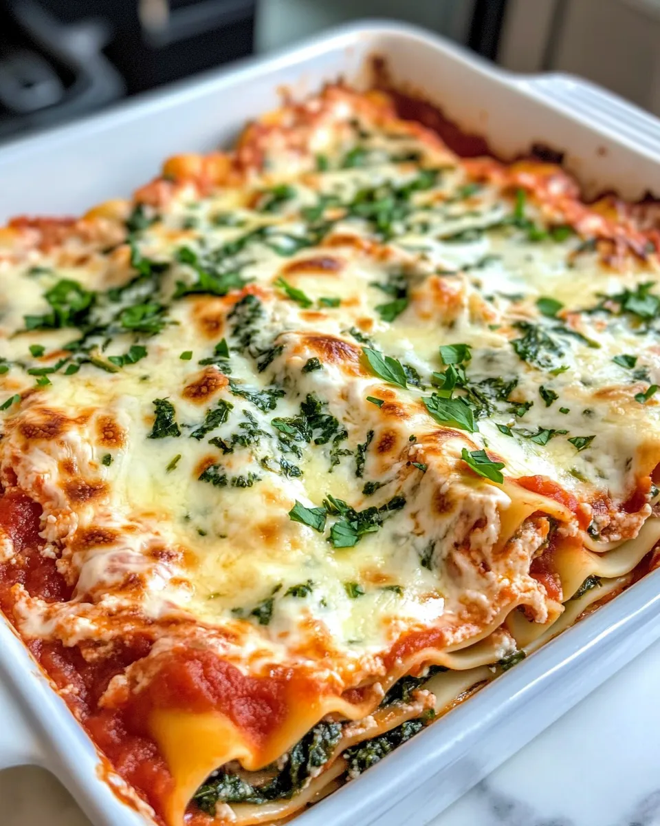 Delicious Spinach Ricotta Lasagna Bake food shot