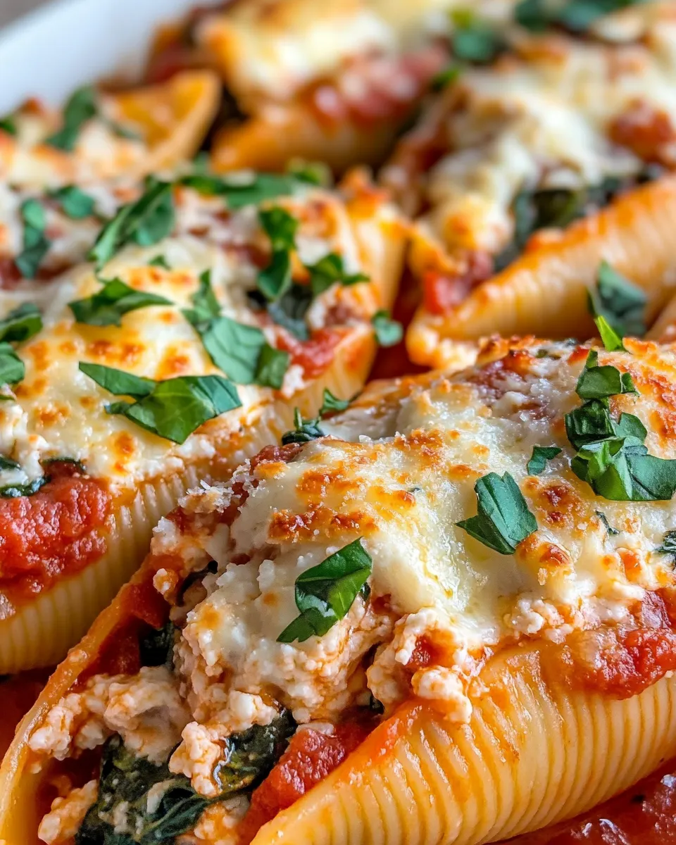 Easy Spinach and Ricotta Stuffed Shells food shot