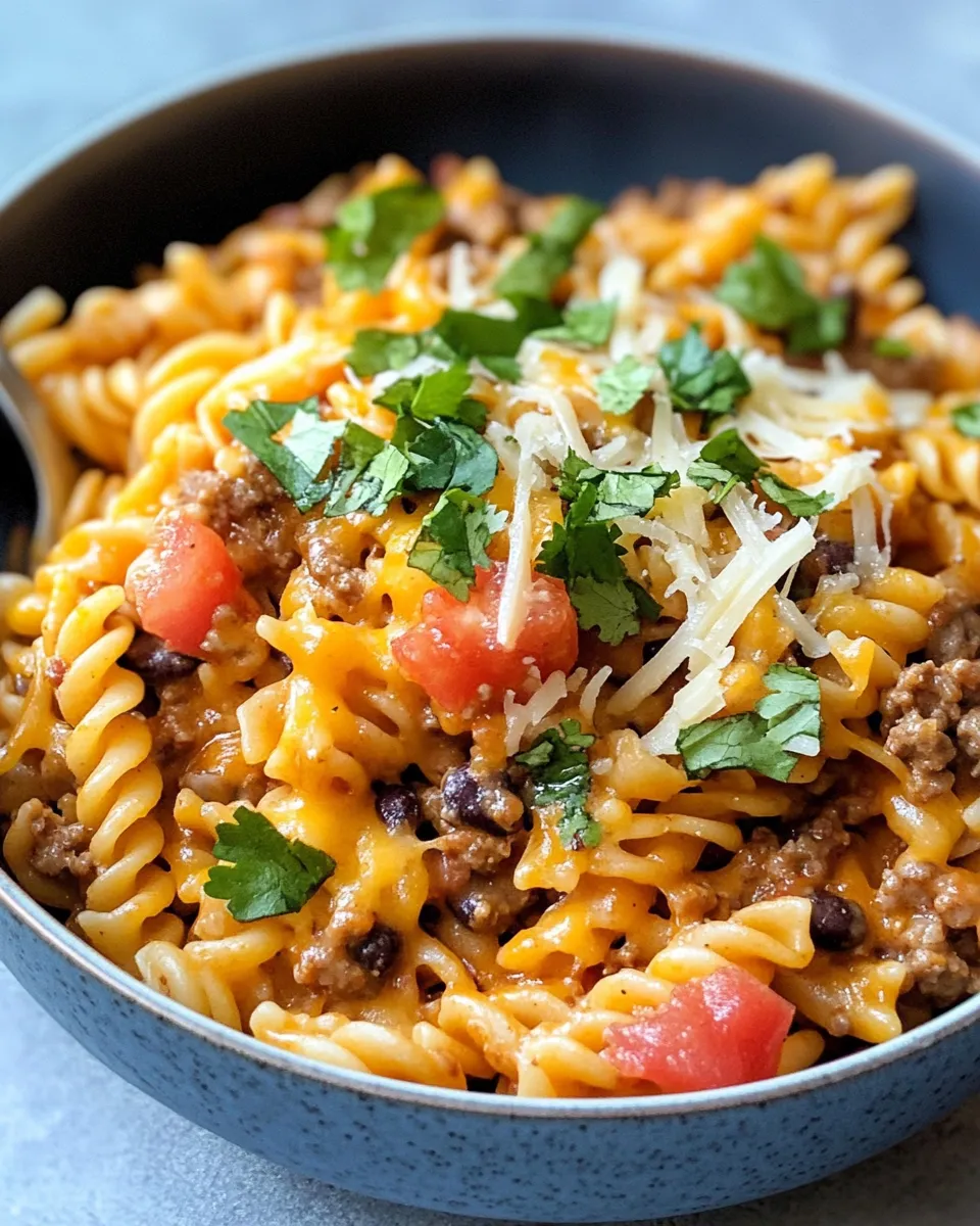 Classic Tex-Mex Cheesy Taco Pasta dish photo