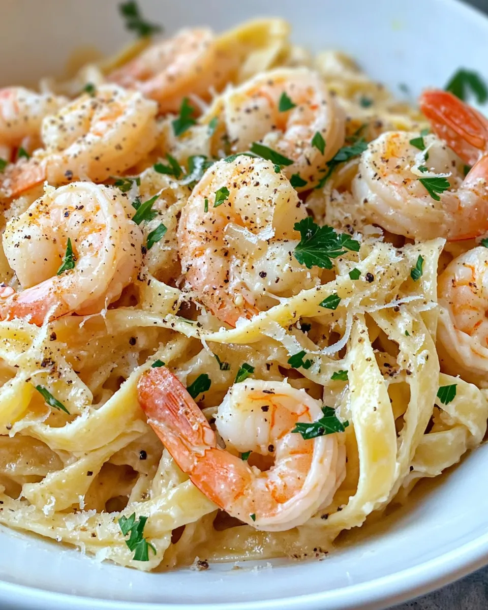 Delicious The Best Creamy Garlic Shrimp Pasta plate image