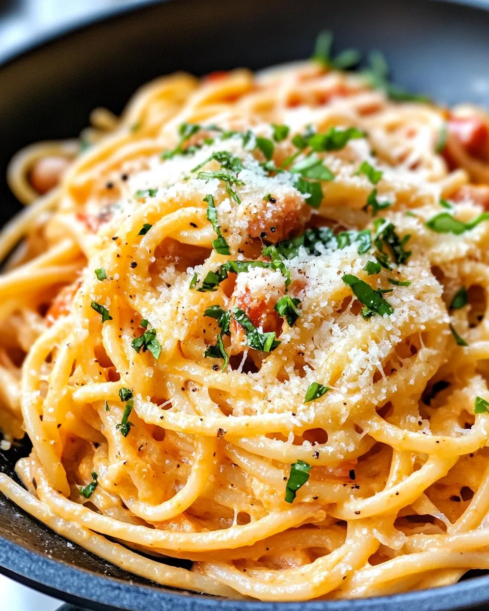 Easy The Best Creamy Garlic Tomato Pasta food shot