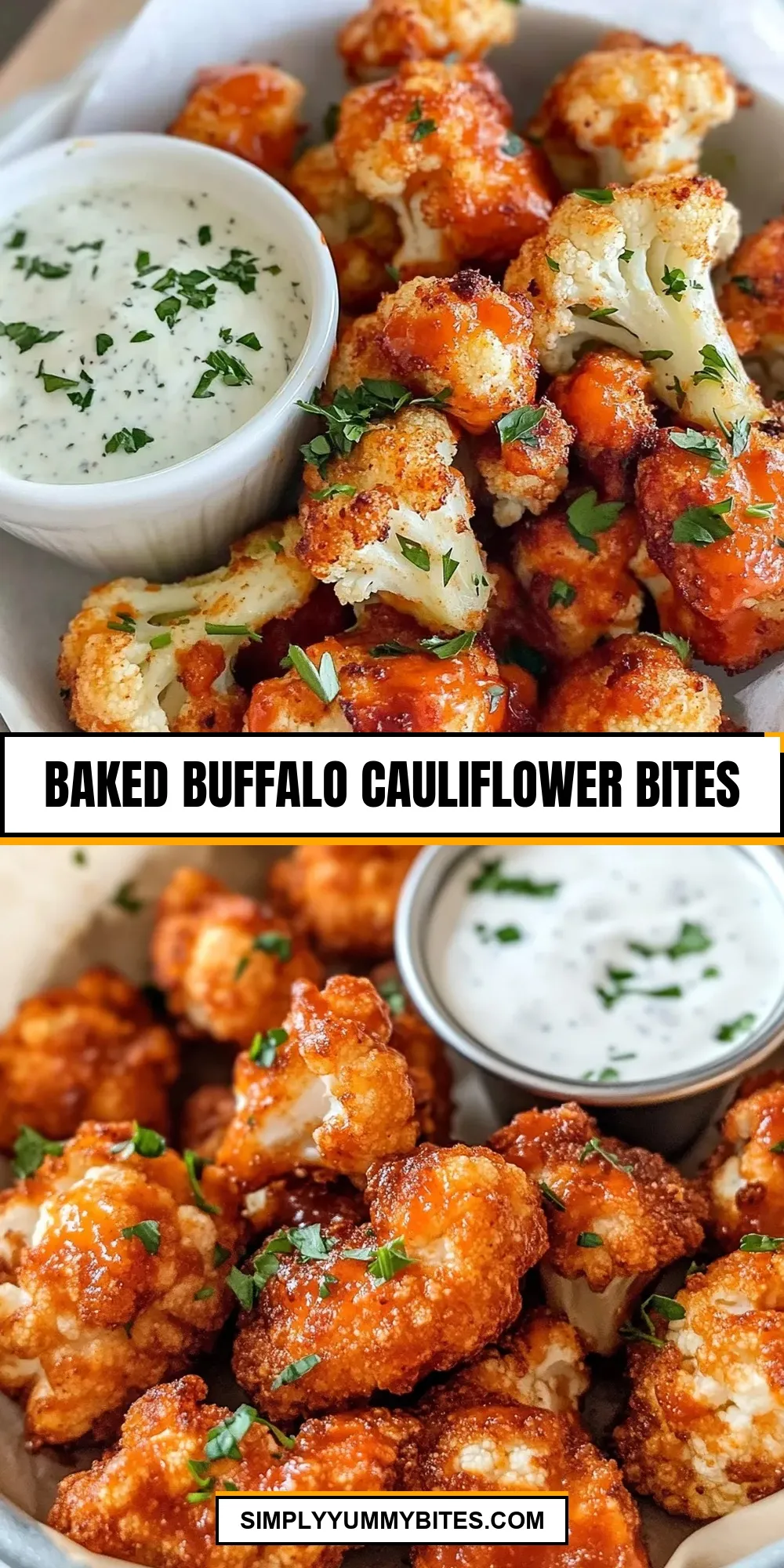 Quick Baked Buffalo Cauliflower Bites