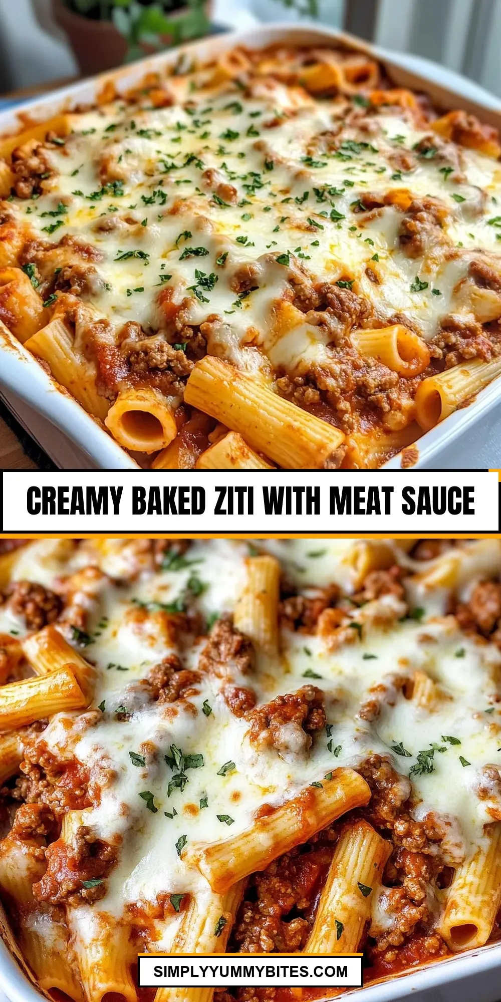 Creamy Baked Ziti With Meat Sauce Recipe
