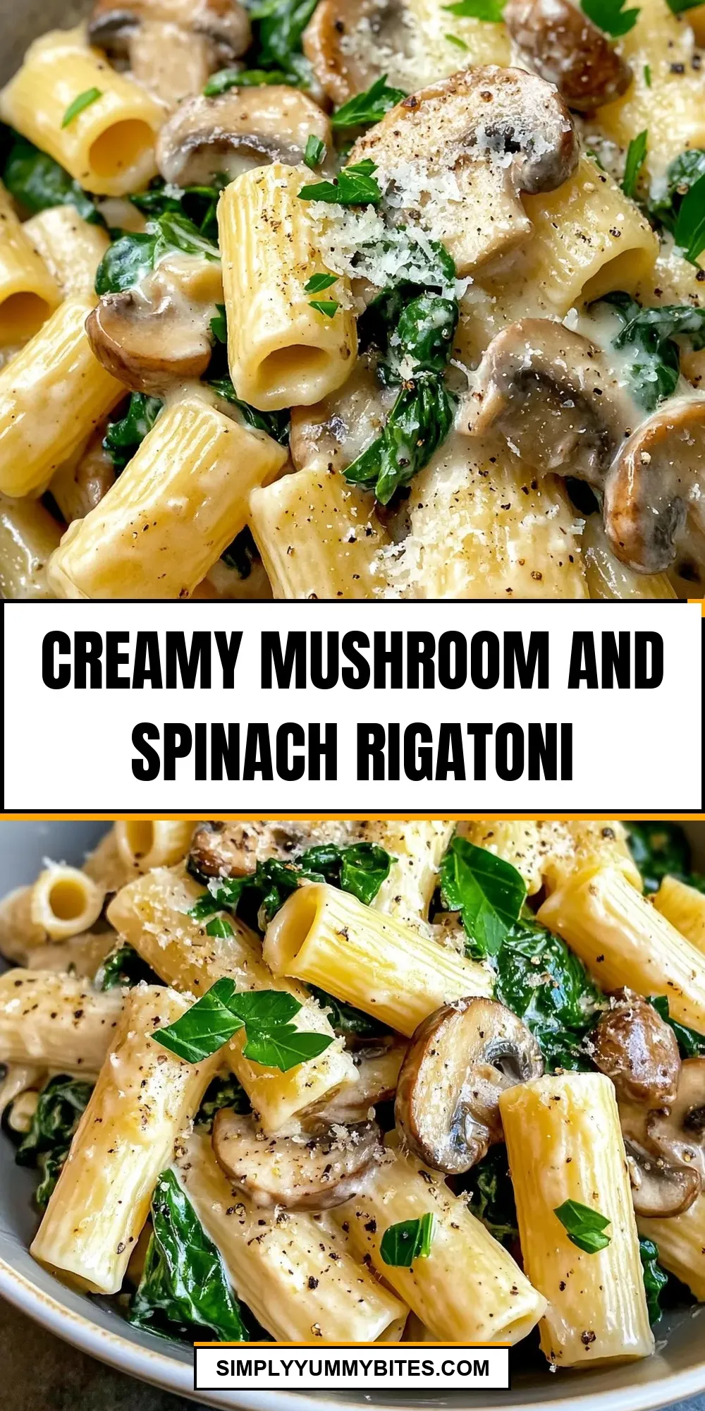 Creamy Mushroom And Spinach Rigatoni (Delicious & Delicious)
