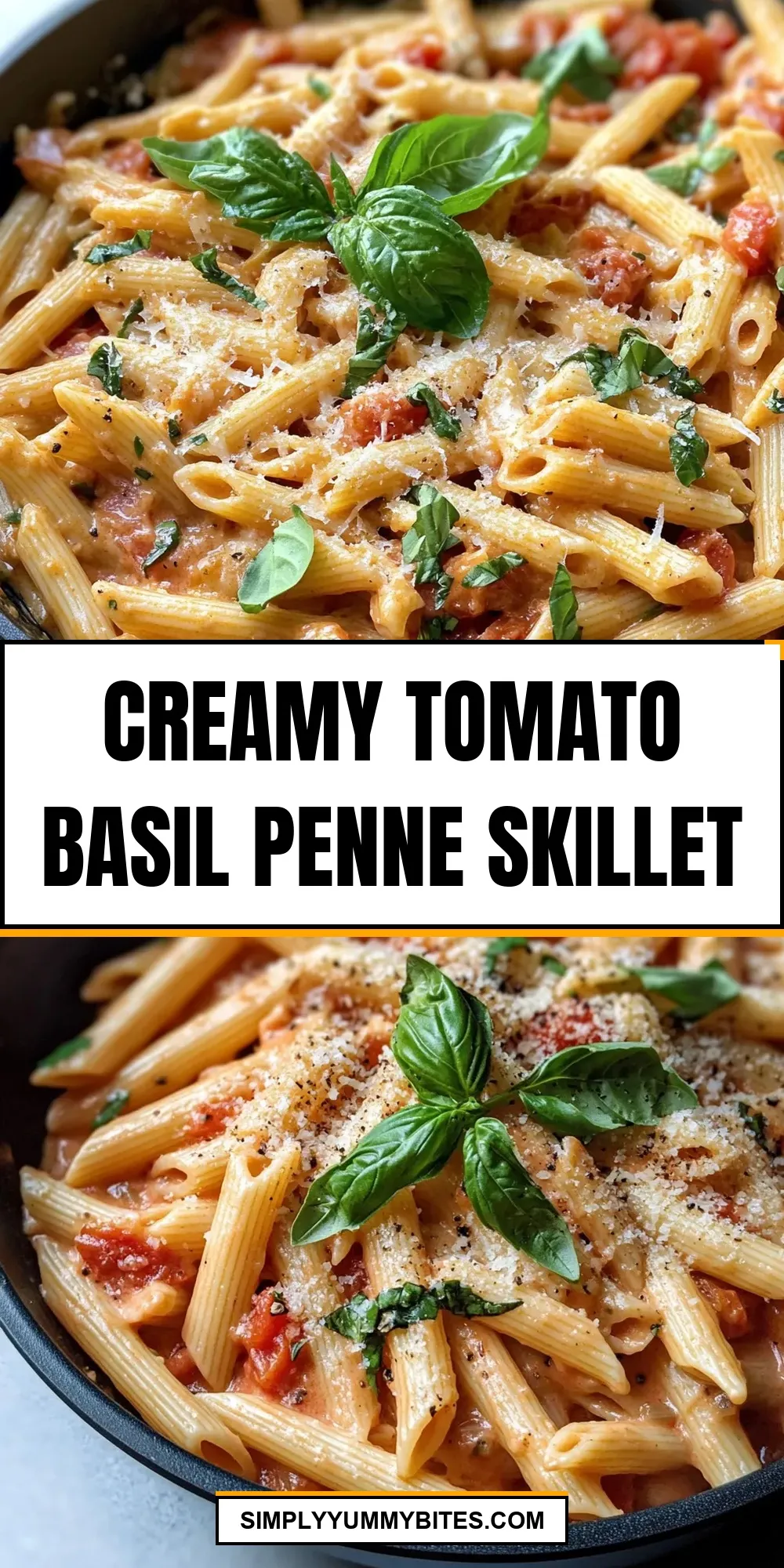 The Best Creamy Tomato Basil Penne Skillet Ever