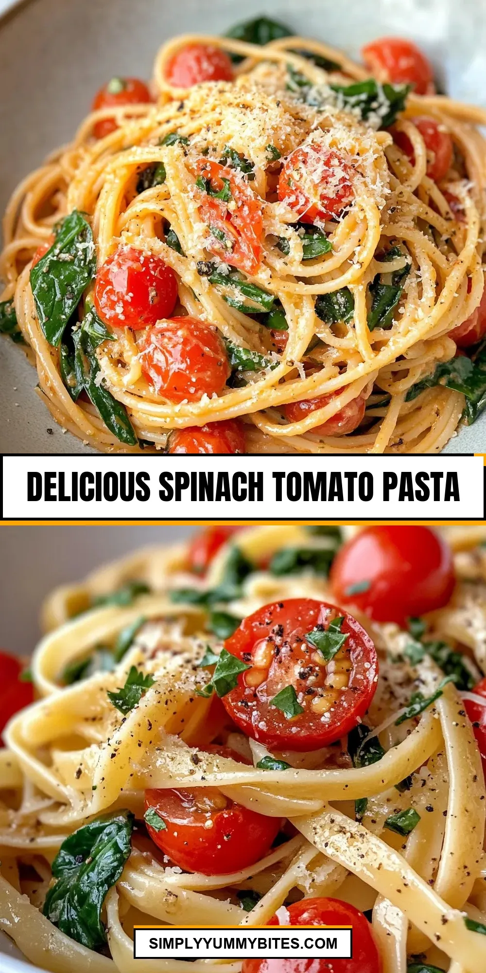 The Best Delicious Spinach Tomato Pasta Ever