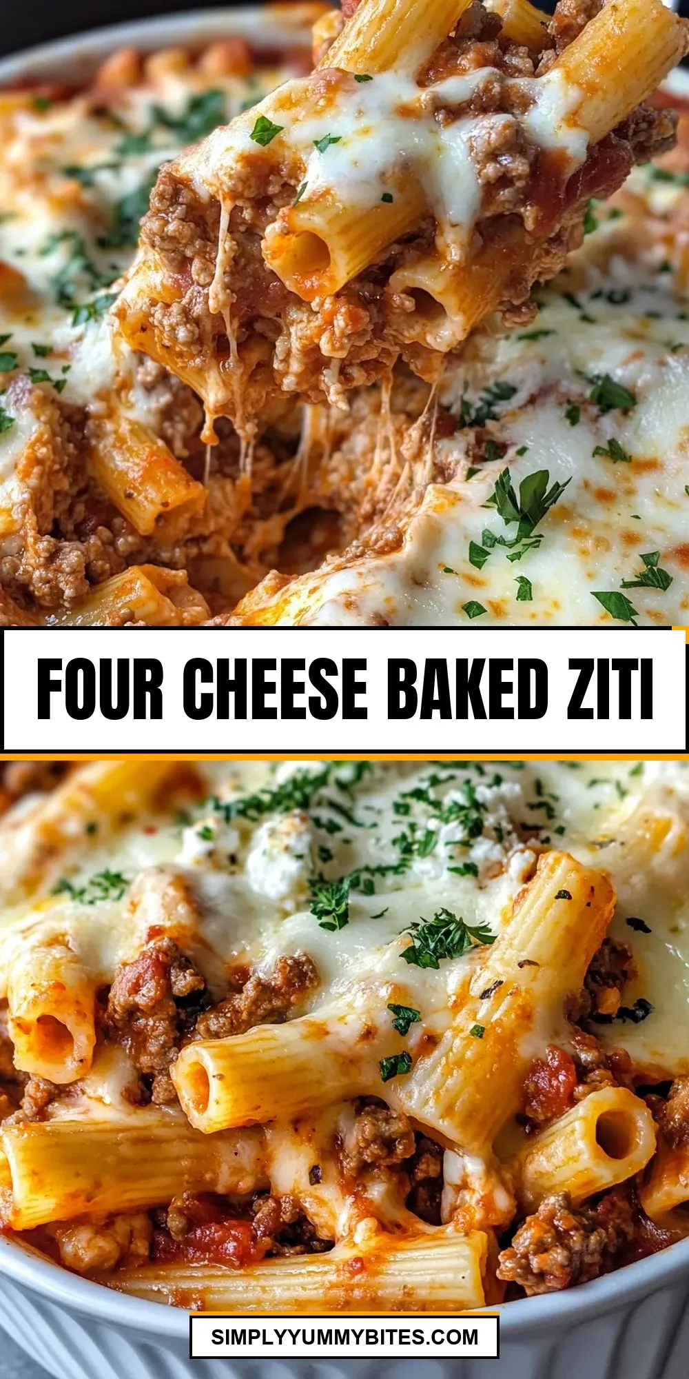 Four Cheese Baked Ziti (Quick & Delicious)