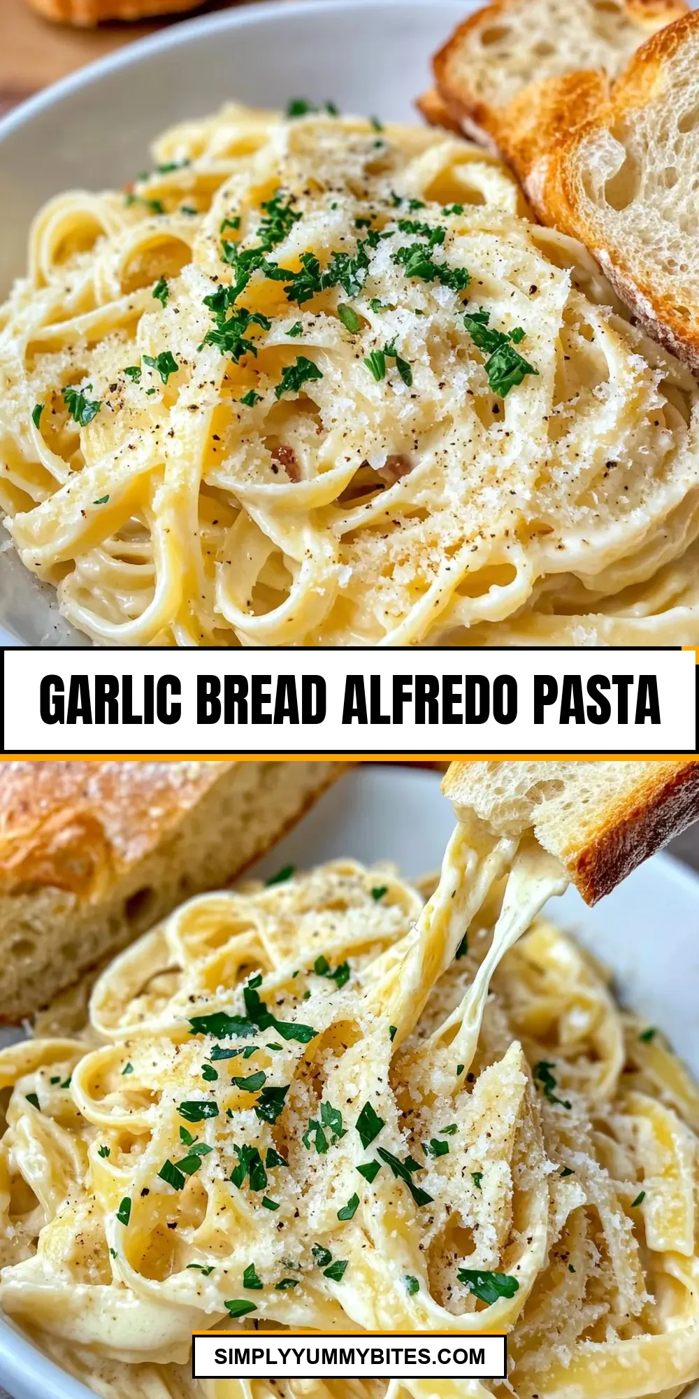 Garlic Bread Alfredo Pasta Recipe