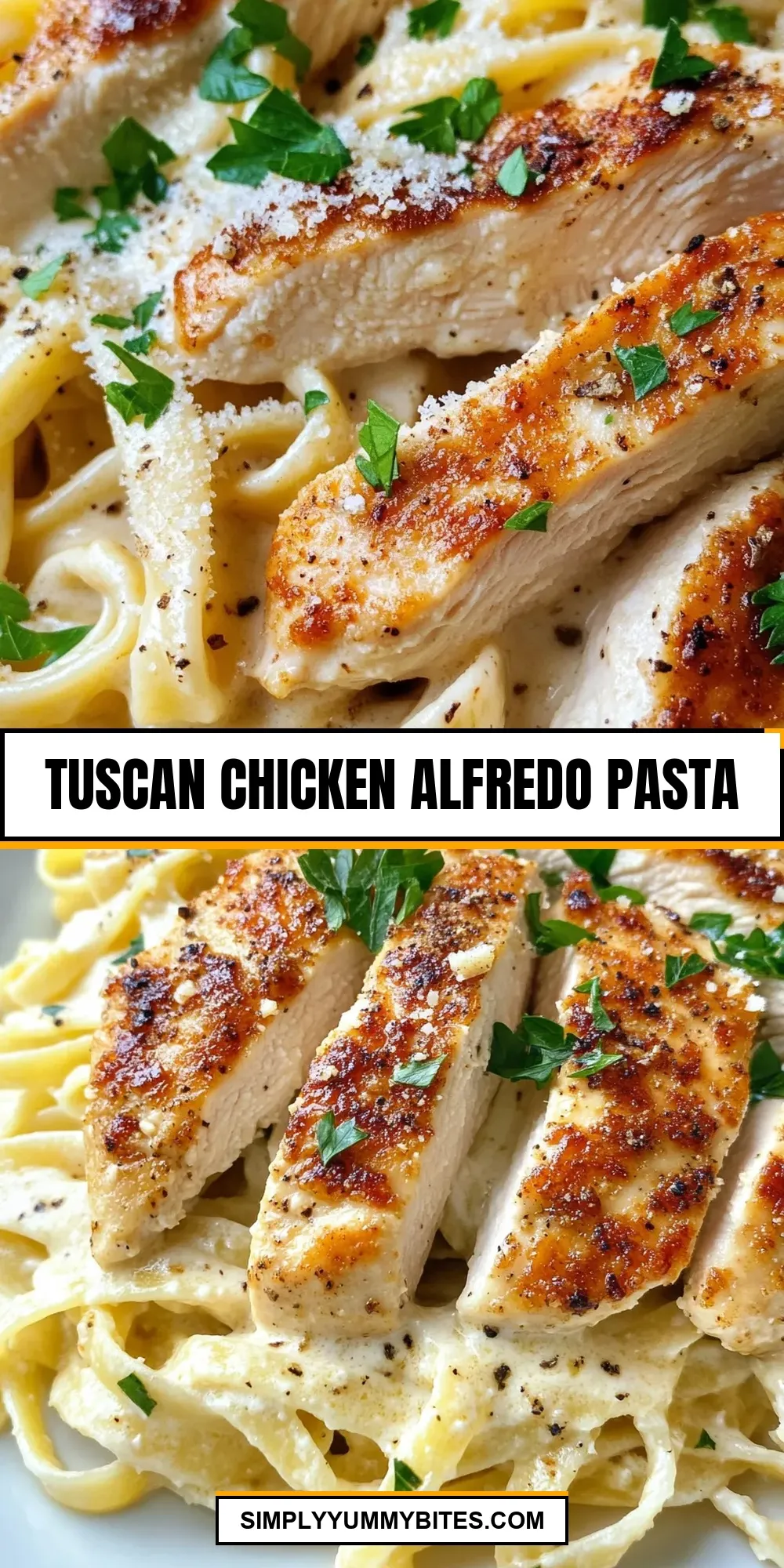 Flavorful Tuscan Chicken Alfredo Pasta