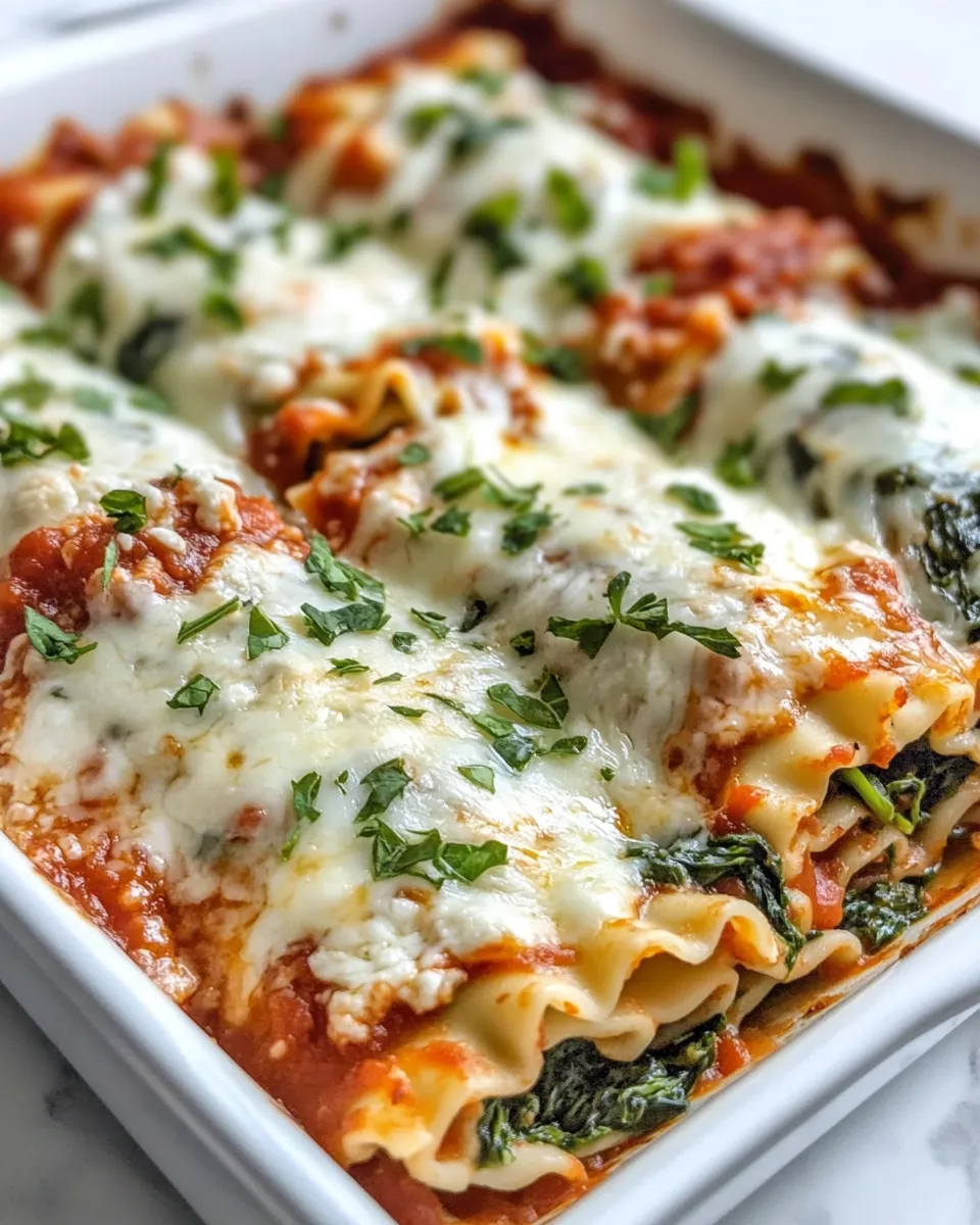 Homemade Baked Cheesy Spinach Lasagna Rolls photo