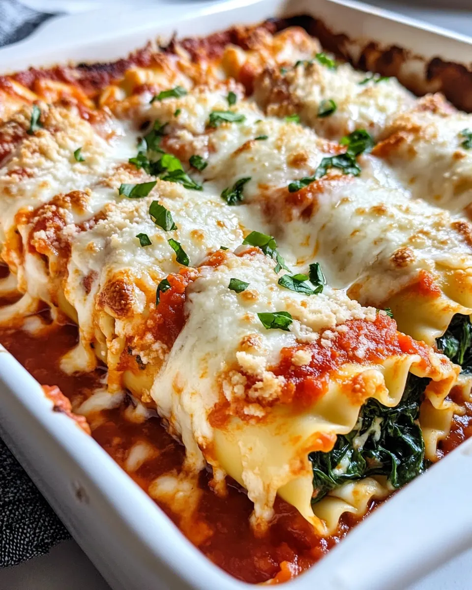 Classic Baked Cheesy Spinach Lasagna Rolls image