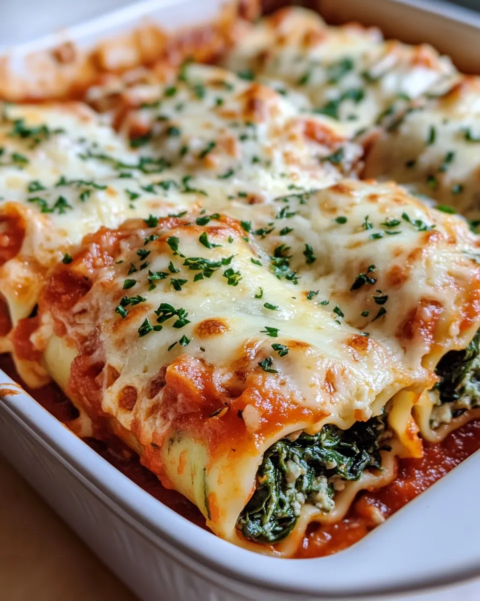 Easy Baked Cheesy Spinach Lasagna Rolls recipe photo