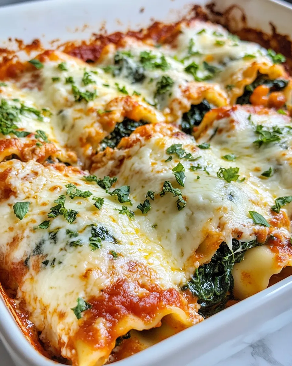 Delicious Baked Cheesy Spinach Lasagna Rolls dish photo