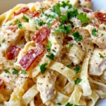 Homemade Baked Chicken Carbonara Pasta photo