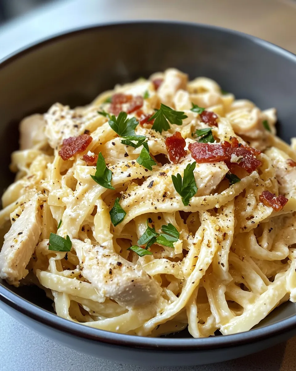 Easy Baked Chicken Carbonara Pasta recipe photo