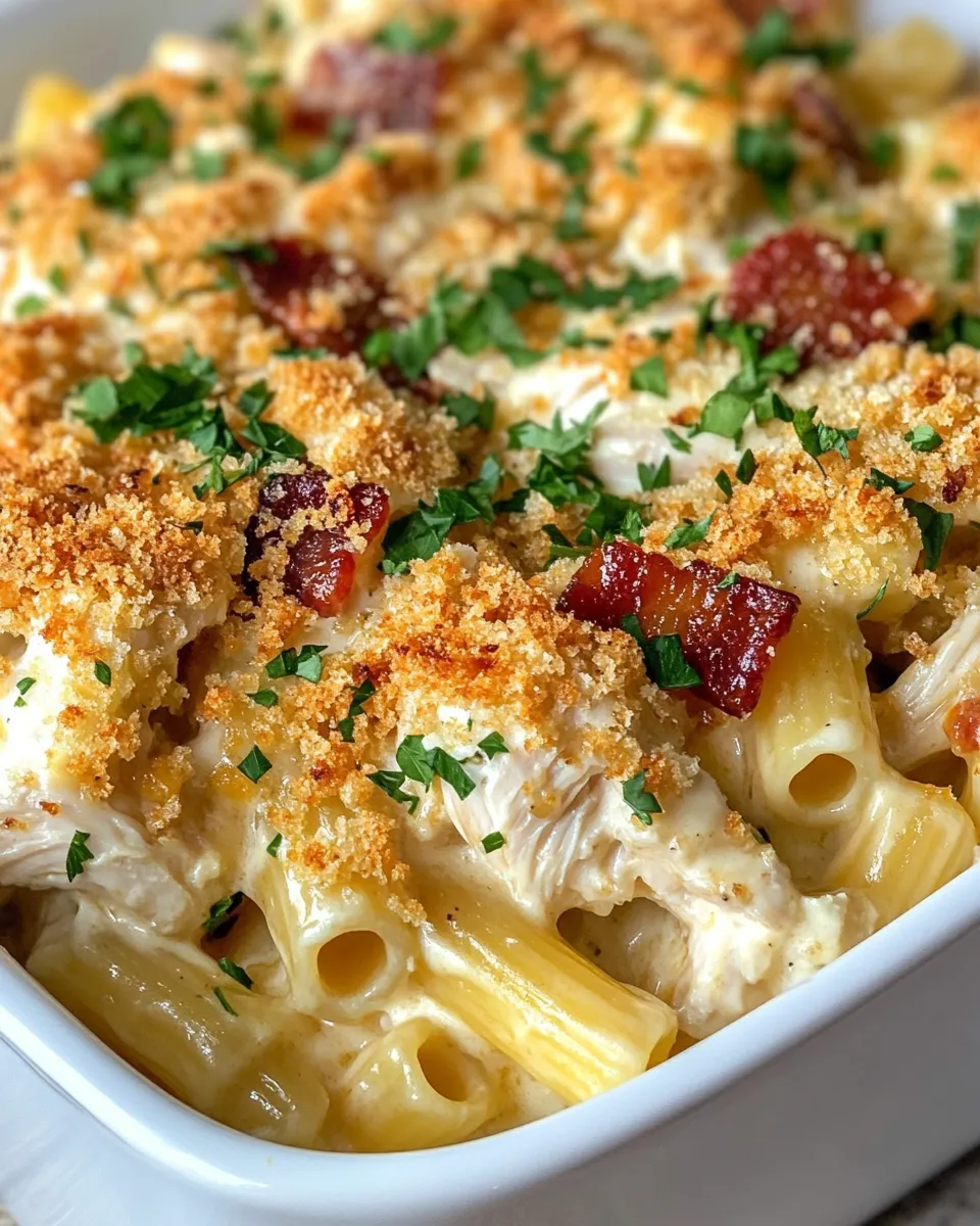 Easy Baked Chicken & Bacon Macaroni food shot