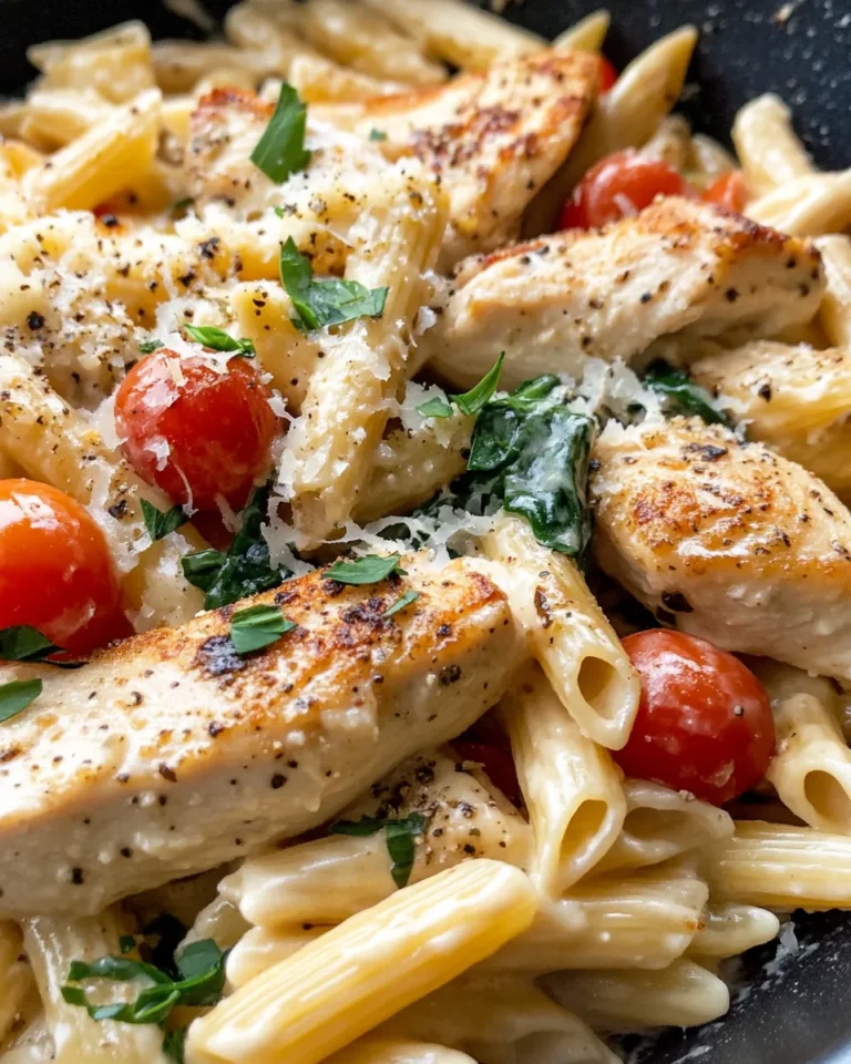 Homemade Baked Creamy Garlic Chicken Pasta photo