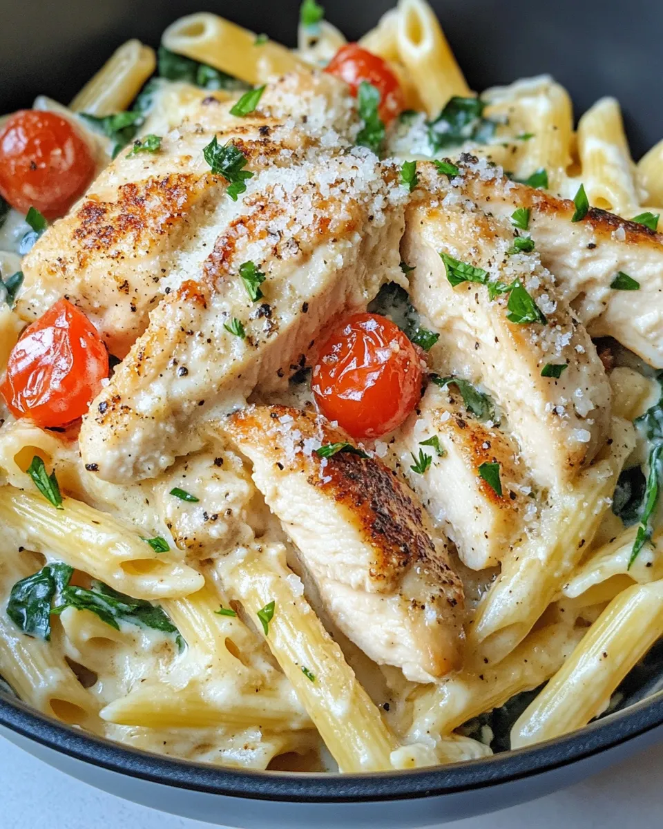 Classic Baked Creamy Garlic Chicken Pasta image