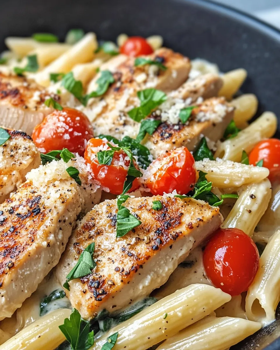 Delicious Baked Creamy Garlic Chicken Pasta dish photo