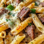 Homemade Baked Philly Cheesesteak Pasta recipe photo