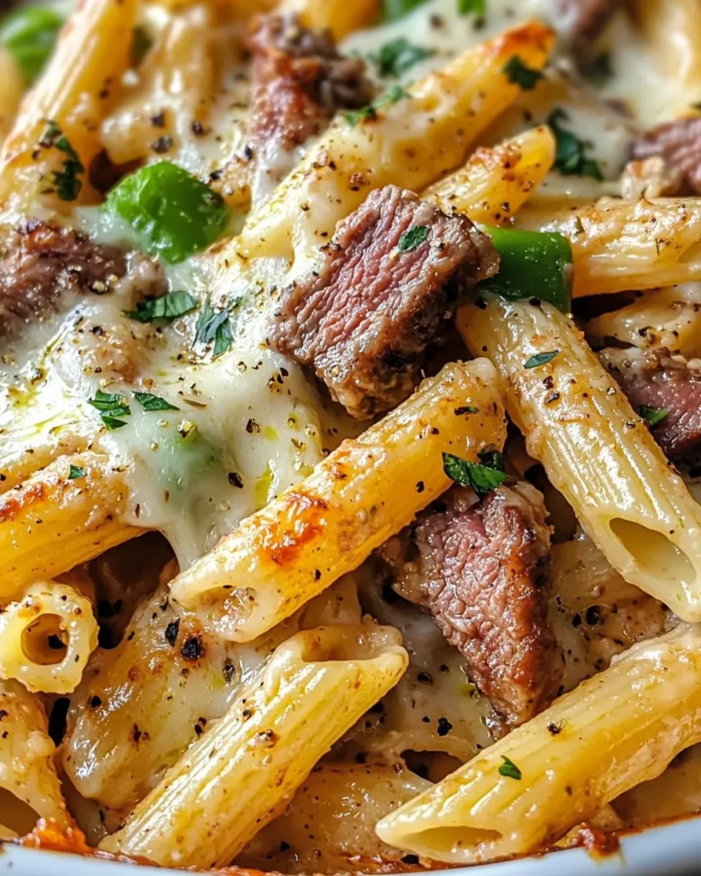 Homemade Baked Philly Cheesesteak Pasta recipe photo