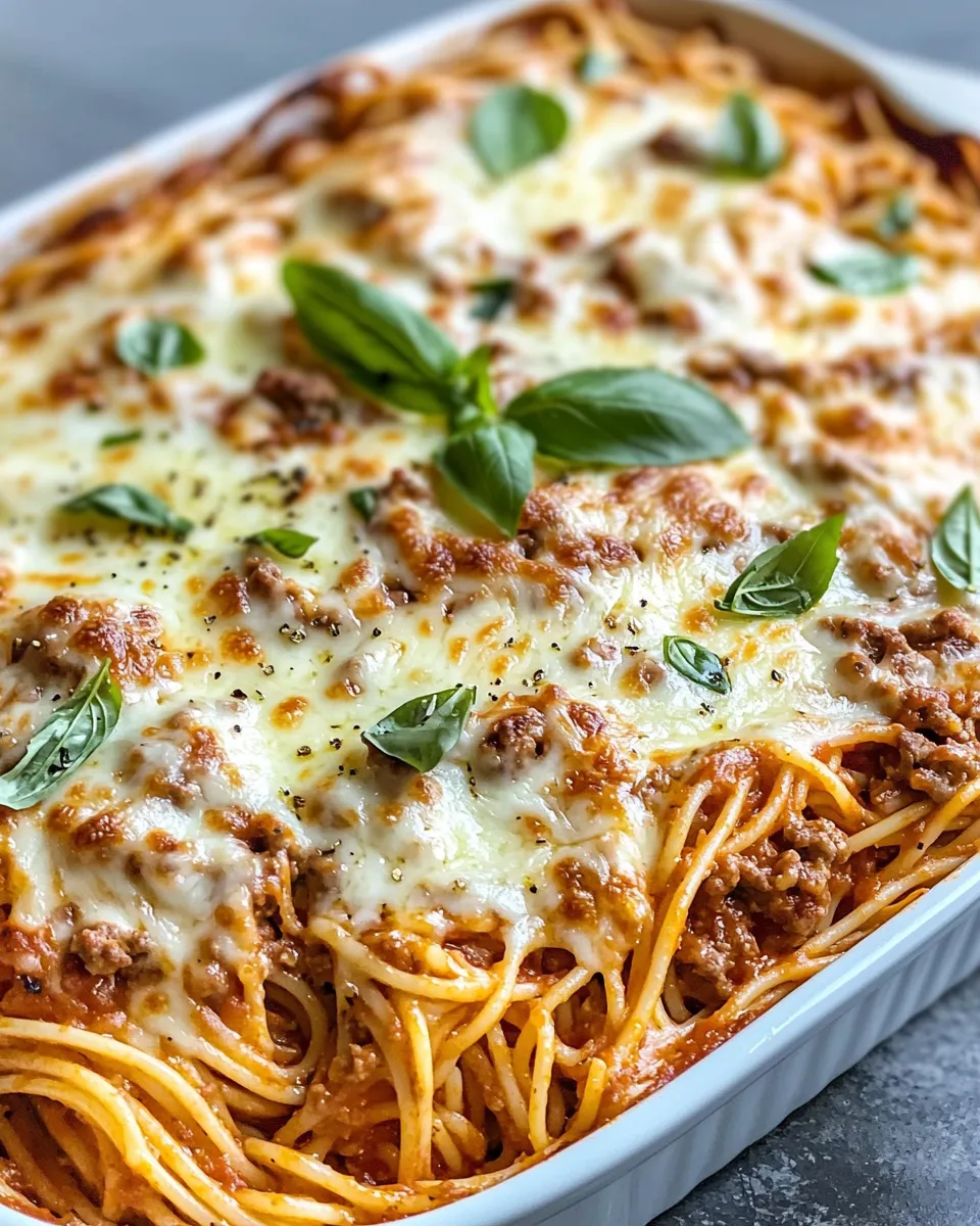 Delicious Baked Spaghetti with Creamy Tomato Sauce plate image