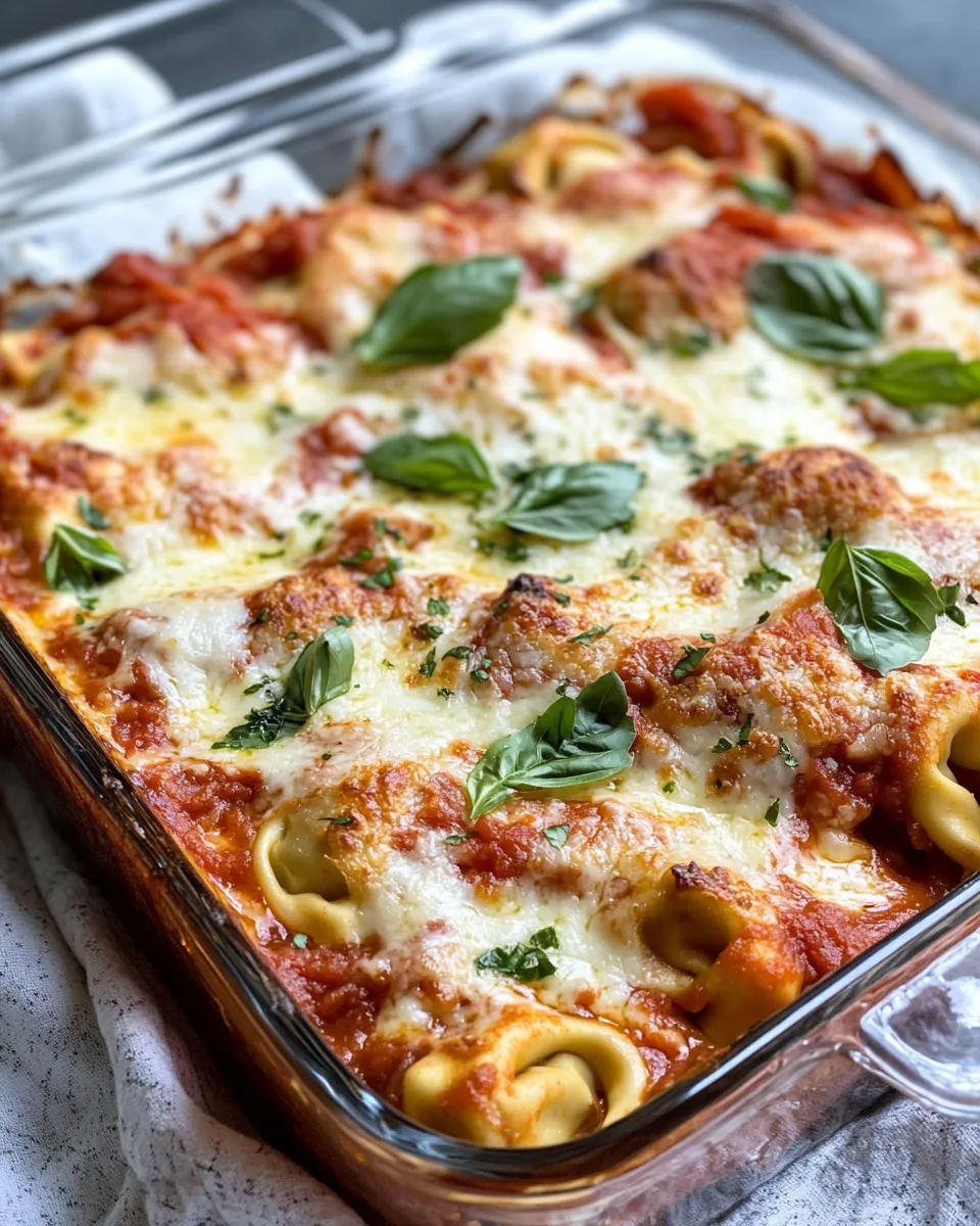 Easy Baked Three-Cheese Tortellini Casserole recipe photo