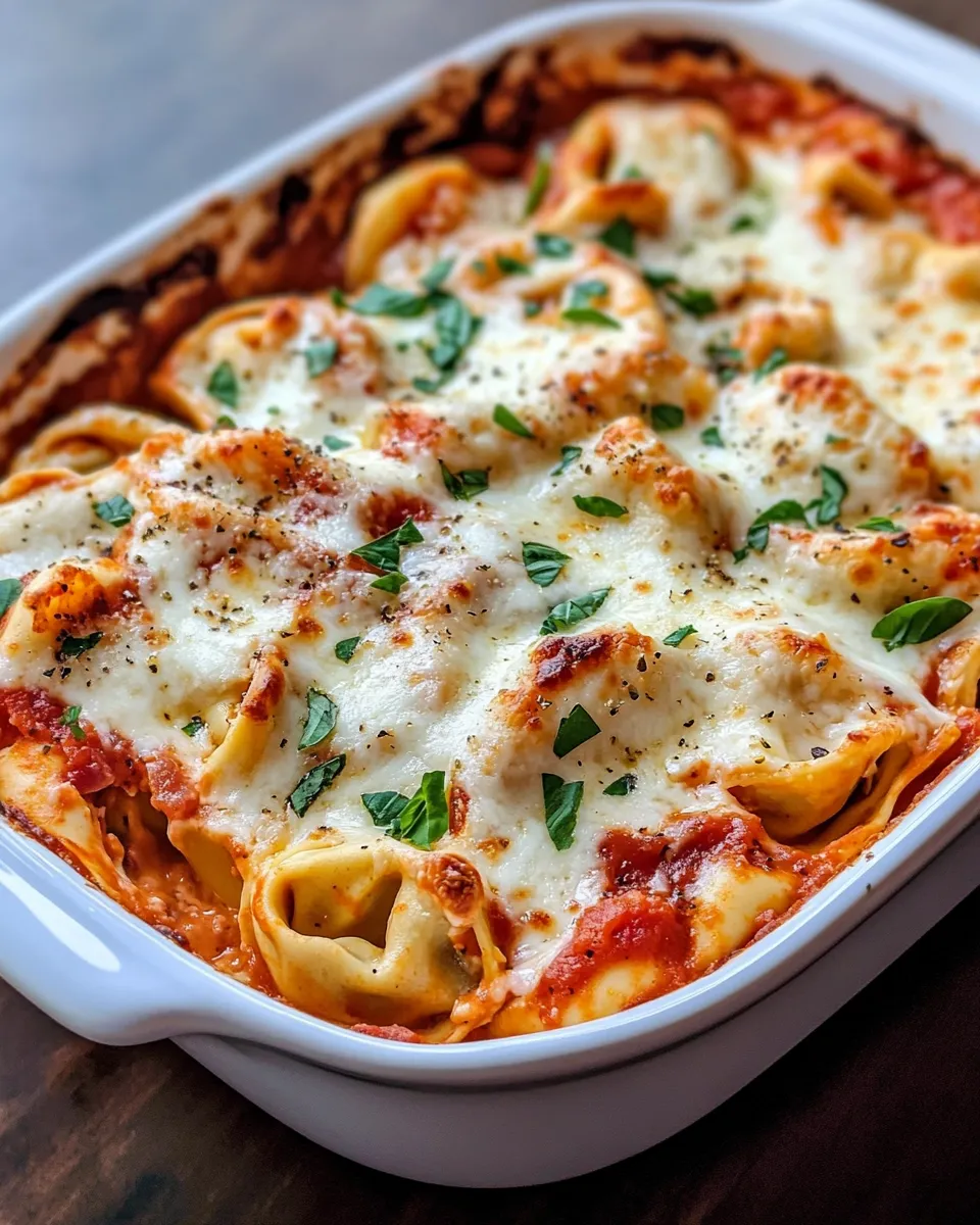Delicious Baked Three-Cheese Tortellini Casserole dish photo